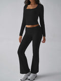 Patcute  Square Neck Long Sleeve Top and Pants Set