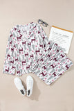 Patcute Printed Long Sleeve Top and Drawstring Pants Lounge Set