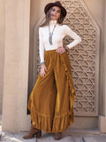 Patcute Slit Ruffled Wide Leg Pants