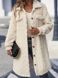 Patcute Fuzzy Button Up Long Sleeve Longline Coat