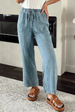 Patcute Mineral Wash Drawstring Waist Straight Jeans