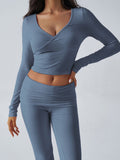 Patcute  Ruched Long Sleeve Top and Pants Set