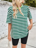 Patcute Lovelet Striped Round Neck Half Sleeve T-Shirt