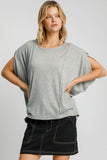 Patcute Umgee Exposed Seam Round Neck Batwing Sleeve Knit Top