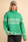 Patcute Christmas Element Mock Neck Long Sleeve Sweater