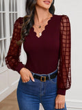 Patcute V-Neck Long Sleeve Top