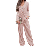 Patcute Buttoned Lapel Collar Long Sleeve Blazer and Pants Set