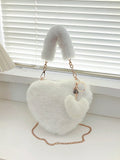 Patcute Heart Shape Faux Fur Handbag