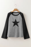 Patcute Star Round Neck Raglan Sleeve Top