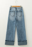 Patcute Washed Wide Leg Jeans with Pockets