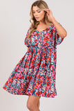 Patcute Floral Button Down Short Sleeve Mini Dress