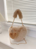 Patcute Heart Shape Faux Fur Handbag