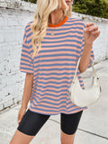 Patcute Lovelet Striped Round Neck Half Sleeve T-Shirt