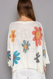 Patcute Flower Dropped Shoulder Long Sleeve Knit Top