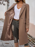 Patcute Pocketed Collared Neck Long Sleeve Coat