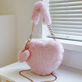 Patcute Heart Shape Faux Fur Handbag