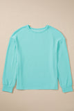 Patcute Corded Knit Round Neck Long Sleeve Top