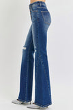 Patcute Distressed Button-Fly Flare Jeans