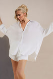 Patcute Basic Bae Breathable Button Down Long Sleeve Top and Shorts Set