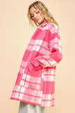 Patcute Davi & Dani Plaid Open Front Drop Shoulder Longline Coat