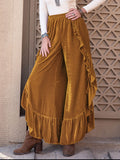 Patcute Slit Ruffled Wide Leg Pants