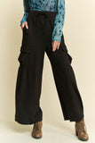 Patcute Drawstring Ruched Detail Wide Leg Pants