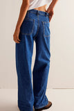 Patcute Washed Wide Leg Jeans with Pockets