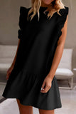 Patcute Ruffled Round Neck Cap Sleeve Mini Dress