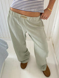 Patcute Elastic Waist Wide Leg Pants