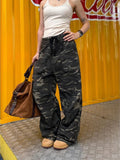 Patcute Y2k Camo Cargo Pants Woman Vintage Baggy Gyaru Camouflage Trousers Korean Streetwear 90s Grunge Straight Pleated Slacks