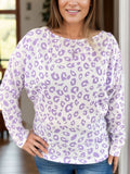 Patcute Plus Size Leopard Round Neck Long Sleeve Top