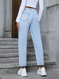 Patcute  High Rise Jeans with Pockets