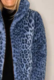 Patcute Full Size Leopard Furry Collared Neck Long Sleeve Coat