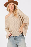 Patcute  Distressed Asymmetrical Open Stitch Sweater