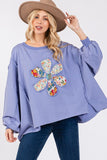 Patcute SAGE + FIG Flower Patch Dropped Shoulder Oversize Top