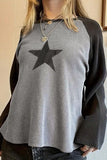 Patcute Star Round Neck Raglan Sleeve Top