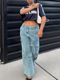 Patcute Bowknot Pocket Wide Leg Jeans Women Y2k Low Rise Sweet Casual Denim Trousers Coquette Baggy Cargo Jeans Gyaru Streetwear