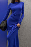 Patcute  Celebrities Elegant Solid Slit O Neck Long Sleeve Dresses