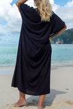 Casual Vacation Solid Embroidered Contrast Swimwears Cover Up